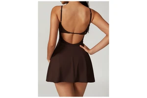 Women's Quick Dry One Piece Sports Dress Adjustable Straps Hollow Back Suit Dress Tennis Golf Dress Women Yoga Jumpsuit