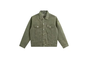 OEM Custom Men's Denim Jacket High Quality Heavyweight Streetwear Vintage Printed Distressed Design Casual Style for Winter