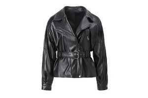 Jancoco New Oversize Genuine Sheepskin Leather Jackets Trendy Women Motorcycle Leather Jackets