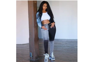 S-3XL Jeans Autumn/Winter _ New Women's Fashion Slim Fit Versatile Splice Denim Elastic Leggings