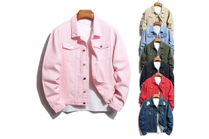 Mens Denim Jean Jacket Trendy Fashion Ripped Denim Male Streetwear Jackets Cowboy Coats