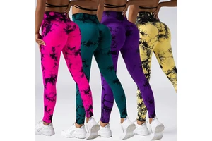 Women Tie Dye High Waist Yoga Tights Lady Scrunch Butt Tight Gym Pants Female Abdomen Midriff Running Trousers