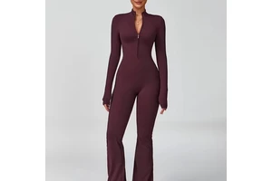 Sleek Zip-Up Athletic Jumpsuit for Training and Performance | Soft High-Stretch Fabric Spandex-Polyester