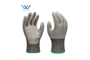 Cut Resistant Work Gloves ANSI A3 PU Coated Palms for Flexible No Slip Grip Superior Fit and Feel Safety Working Glove Level 5