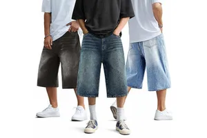 Premium Quality Mens Denim Shorts | Eco-Friendly Elastic Waist | Distressed Design Both-Side Pockets | Outdoor Summer Wear |