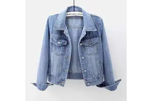 Denim Jacket Women Short Slim Simple Jacket Wash Cardigan Single Breasted Long Sleeve Top