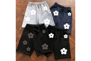 High Quality 100% Cotton Men's Clothing Hoodies Sweatshirts Streetwear Tracksuits Denimes Puff Printing Elastic Waist Hot Shorts