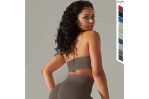 Hot Selling Wholesale High Quality Top Women Ladies Gym Fitness Light Grey Red Sexy Seamless Sports Bra