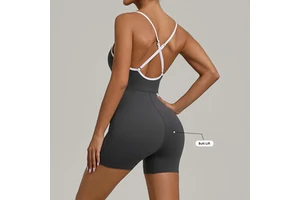 Wholesale Cross Shoulder Strap Lifting Hip Tight Jumpsuit Yoga Suit Outdoor Running Sports Jumpsuit Women's Fitness Suit