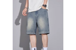High Quality and Good Price Custom Logo Men's Vintage Washed Denim Shorts Jeans Shorts