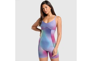 Cutout Polyester Push-up Adjustable Sports Jumpsuit With Neck Tie