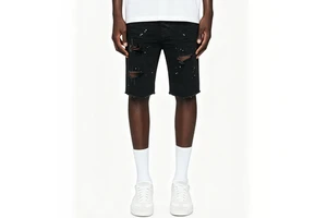 2026 Designer High Quality Mens Knee Length Boys Distressed Men's Denim Black Baggy Jeans Shorts