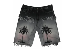Custom Design Men's Mid Denim Shorts 100% Cotton Casual Solid Beach Shorts Factory High Street Waterproof Anti-Wrinkle Canvas