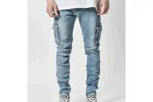 Men Jeans Pants Casual Cotton Denim Trousers Multi Pocket Cargo Jeans New Fashion Customized Pants Side Pocket