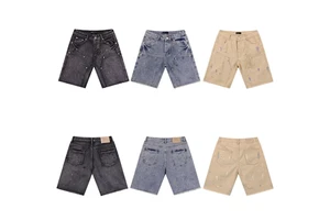 Men's Paint Splatter Denim Shorts Y2KStraight Leg Raw Hem High Street Style Casual Streetwear Men's Jorts
