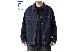Fashion 2024 Autumn New Denim Jacket Men's Loose Trendy Workwear Casual Jacket Denim Shirt Jacket