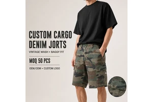 Men's Cargo Denim Shorts Wholesale Summer Multifunctional Acid Wash Baggy Heavyweight Camouflage Casual Camo Men's Jeans Shorts