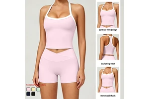 ABX6001Factory Supply Women Female Gym Clothing Suit High Quality Breathable Girls Yoga Shorts Set Custom Lightweight Yoga Top