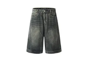 OEM Men's Denim Shorts Factory Black Denim Knee Length Shorts Five Pocket Design Fast Delivery Wholesale Supply