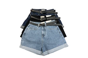 Wholesale High-quality Women's High Waisted Denim Shorts with Waistband, Elastic Summer Casual Retro Jeans