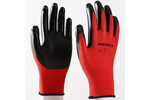 OEM Logo Construction Safety Gloves Smooth Nitrile Coated Protection Hand Garden Work Gloves