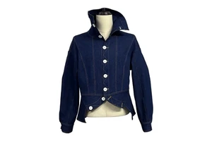 MOQ: 1 Piece | Customizable: Stylish Street Cool Personality Stand Collar Niche Design Trendy Metallic Denim Jacket