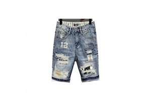 High Quality Vintage Jeans Shorts Men's Summer Stretch Denim Pants Boys Short Lace Light Breathable Five Trousers
