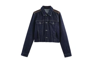 New Customized Purple Women's Loose Fit Jacquard Rhinestone Gothic Leopard Print Washed Denim Jacket Button Utility Eco-Friendly
