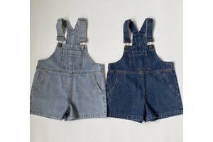 Summer 95 % Cotton Overall Jeans Shorts Korean New Children's Thin Cowboy Suspenders Men's and Women's Voice Wash Denim Shorts