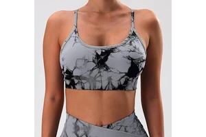 European American Style New Solid Seamless 100% Nylon Tight-Fitting Tank Top Women's Yoga Vest Tie-dye Quick-Drying Sexy