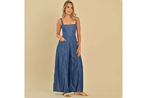 Customized Denim Overalls Women High Waist Wide Leg Comfortable Lightweight Spring Summer Jumpsuit