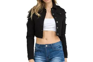 High Quality Women's Denim Jeans Jacket Button-Up Washed Breathable Eco-Friendly Winter 100% Cotton Regular Wholesale