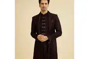 Classic Royal Casual Men Wedding Party Sherwani Indian Pakistani Groom Dulha Dress Wrinkle Free Sun Protection All Seasons