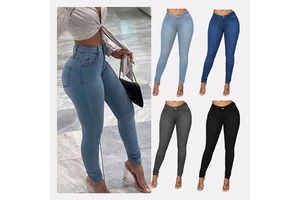 Women's Jeans Highwaist Pencil Pants Stretch Jeans Women Casual Pants Women Skinny Jeans 2023 Plus Size High Waist Pants Knitted