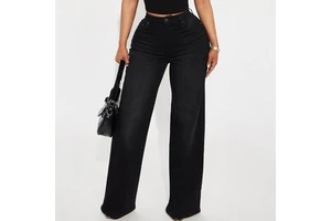 Women Wide Leg Jeans High Waist Black Baggy Denim Pants Plus Size Washed Straight Trousers Vintage Casual Custom Loose Apparel