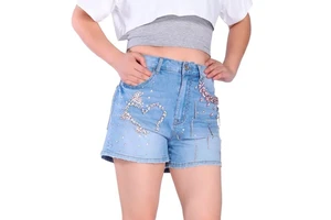 Factory Cheap Price Women's Denim Shorts Comfortable Mid Waist Sexy Gothic Printed Summer Customized Work Jeans Shorts