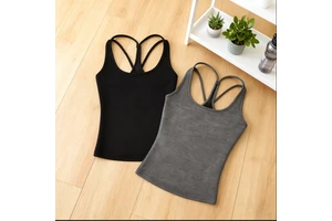 Customized Black Gray Yoga Sports tank Top Women's Summer Slim Fit Base Sleeveless Spandex/Cotton Breathable
