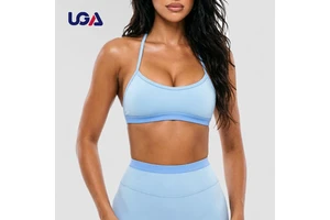 Girls Halter Hollow Back Contrast Trim Bra Shorts Summer Sports Active Wear Workout Clothes Gym Fitness Clothing Yoga Set