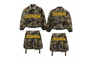 DiZNEW Men Clothes New Styles 2 Pc Sets Camo-print Cotton Twill Streetwear Jeans Short Two Piece Set Bulk Wholesale