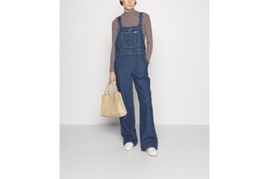 Retro 90s Aesthetic Women's Classic Denim Overalls Wholesale Straight Leg Jean Jumpsuit Cotton Poly Blend High Quality Bib Pants