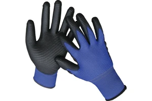 Hot Selling 13G Blue Polyester Black PU Nylon Gloves PU Coated Gloves Construction Work Gloves