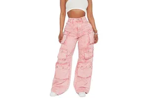 2024 Casual Mid Skinny Straight-leg Denim Women Jeans Breathable Waterproof OEM High Street Style Streetwear Solid Embroidery
