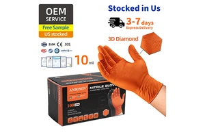 10mil Black Orange Mechanical Heavy Duty Powder Free Rubber Disposable Safety Nitrile Mechanic Gloves for Work