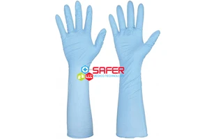 Safer Medico Medical Grade 11Mil Nitrile Gloves Powder-Free Soft Disposable Safety Blue 400mm Household Food Handling Waterproof