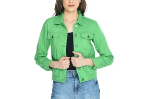 Women's Autumn/Winter Fashion Denim Jacket Regular Fit Casual Jacket with Button Closure and Pockets