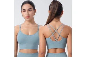 Sports Bras Running For Women Removable Padded Fitness Tank Top Sexy Crisscross Back High Impact Longline Workout Bra Sport