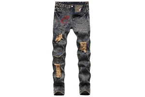 Best Selling Vintage Lightweight Men's Jeans Casual Straight Style High Street Denim Trousers 1:1 Logo for Fashion-Conscious Men