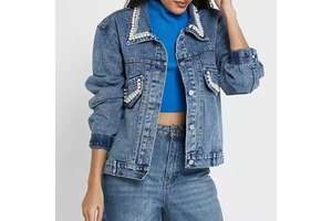 Newest 2026 Style Lady Denim Jean Jacket for Women's Long Sleeves Women Clothing Bulk Quantity Denim Jackets for women