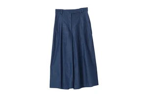 ODM Woman's Breathable Eco-Friendly Mid-Waist Pleated Front Formal Trousers Wide Legs Casual Style Plain Dyed Calf Length Pants