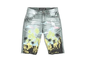 Custom Print Mens 100% Cotton Denim Board Shorts Hot Beach Short Denim Jeans for Men